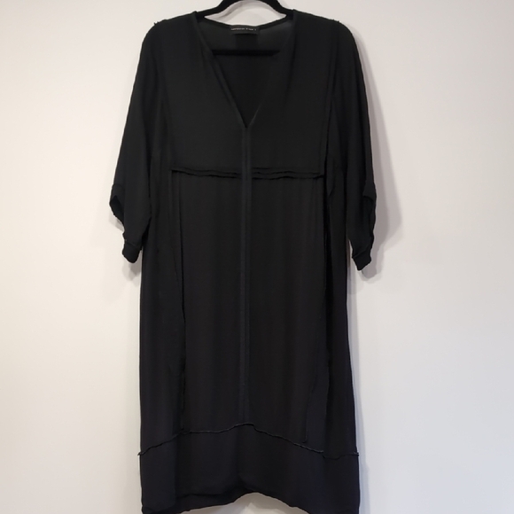 Purification Garcia | 100% Viscose Black Midi Sheath Dress Size L - Picture 1 of 9